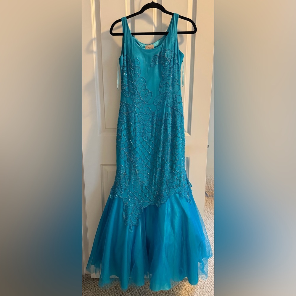 Women’s Blue Beaded Formal Dress